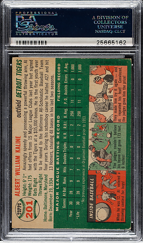 1954 Topps #201 Al Kaline Rookie PSA EX 5