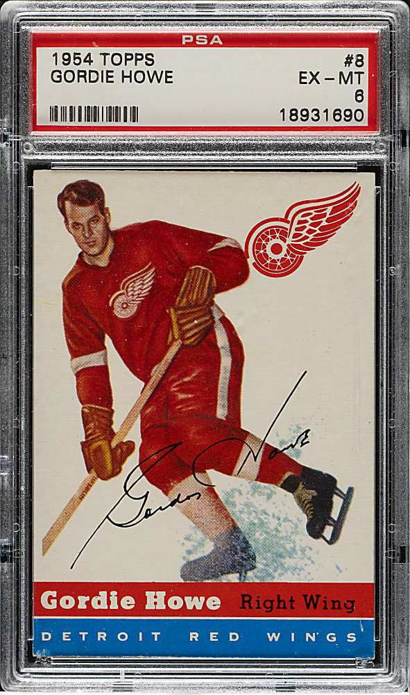 1954-1955 Topps Hockey #8 Gordie Howe PSA EX-MT 6