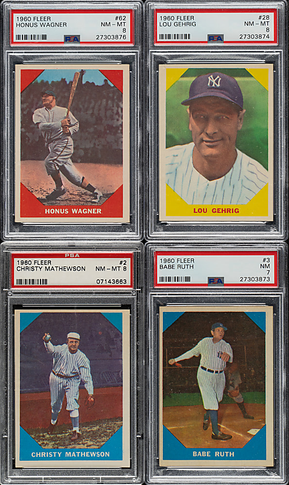 1960 Fleer All-Time Greats Complete Set (79) Including 43 PSA-Graded Cards Plus Wagner and Cobb Wrong Backs
