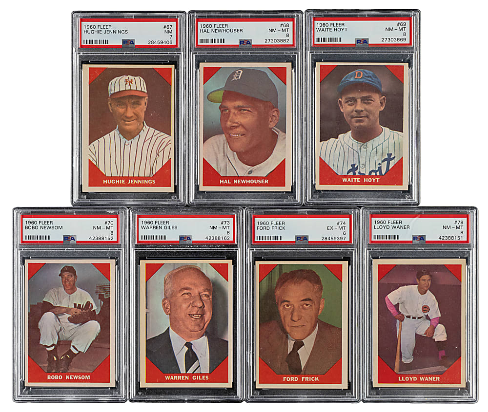 1960 Fleer All-Time Greats Complete Set (79) Including 43 PSA-Graded Cards Plus Wagner and Cobb Wrong Backs