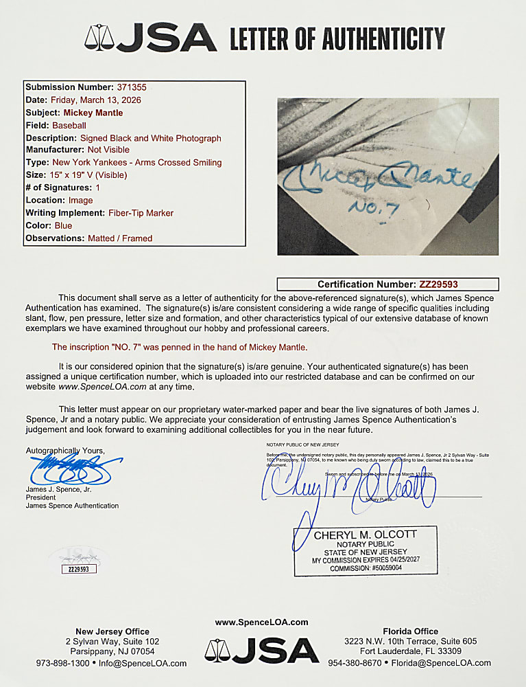 Mickey Mantle "No. 7" Signed Photograph