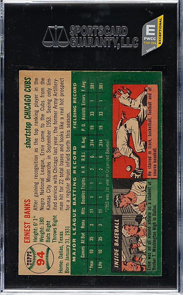 1954 Topps #94 Ernie Banks Rookie SGC NM+ 7.5