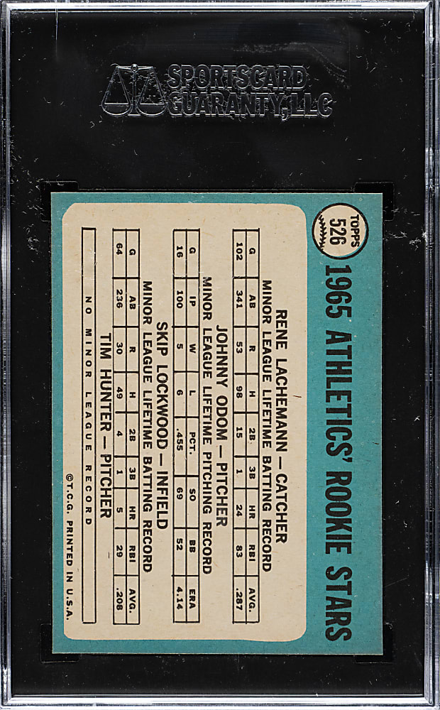 1965 Topps #526 Jim "Catfish" Hunter Rookie SGC MINT+ 9.5 - 1 of 1 - Highest Graded!