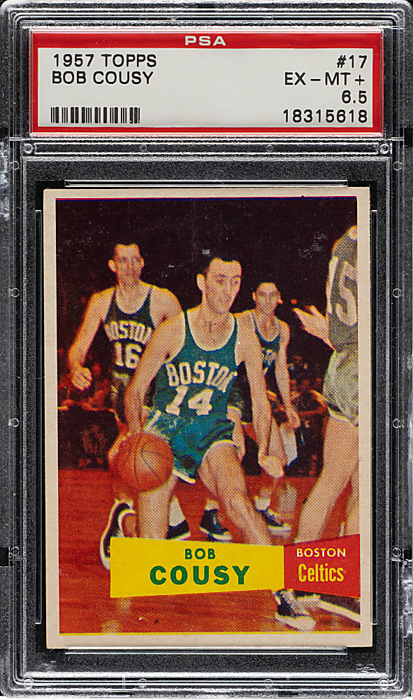 1957-1958 Topps Basketball #17 Bob Cousy Rookie PSA EX-MT+ 6.5