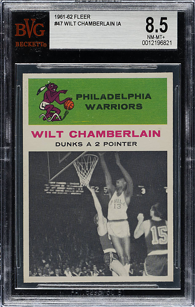 1961-1962 Fleer Basketball #47 Wilt Chamberlain In Action BVG NM-MT+ 8.5