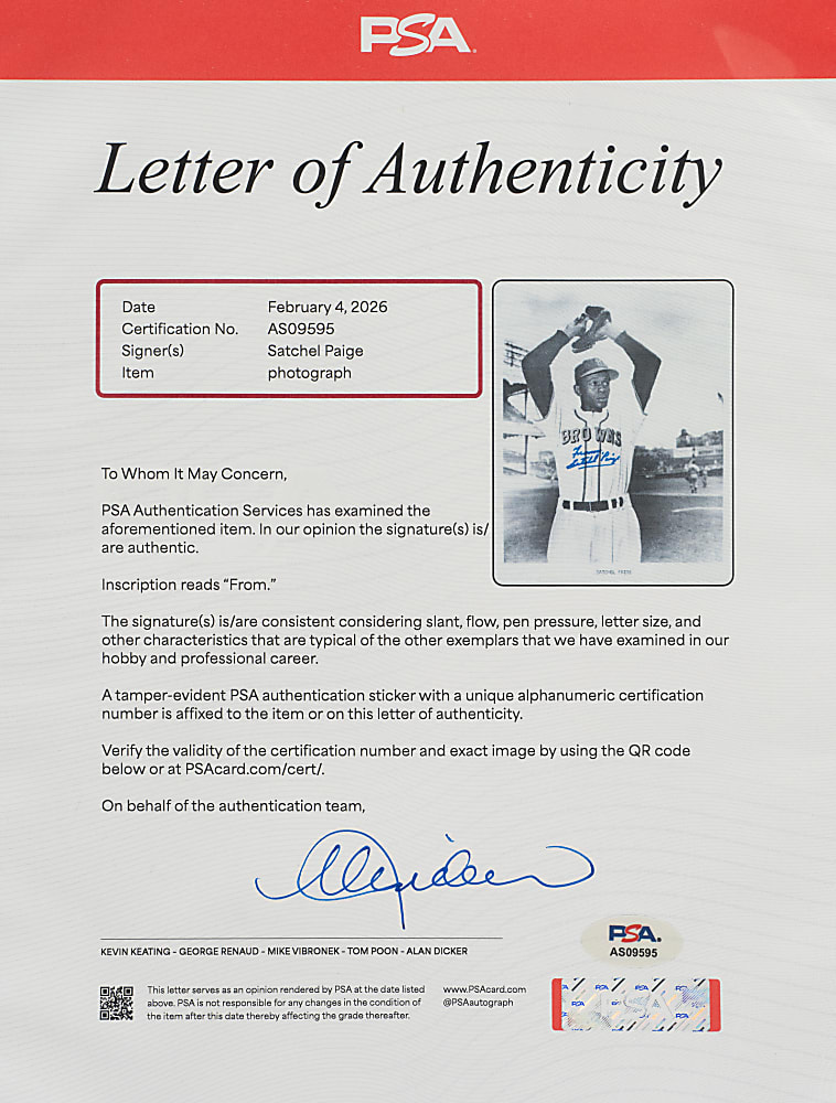 Satchel Paige Signed Photograph - PSA/DNA