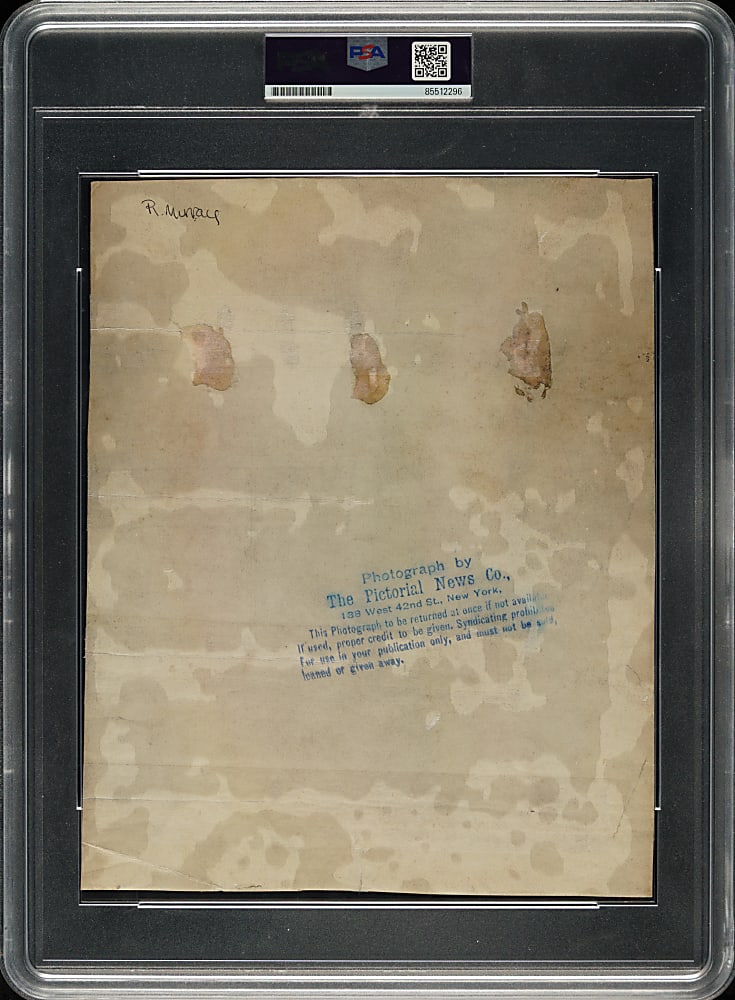 Circa 1909 Red Murray Original Pictorial News Photograph PSA/DNA Type I - Image Used for 1910 E125 Card