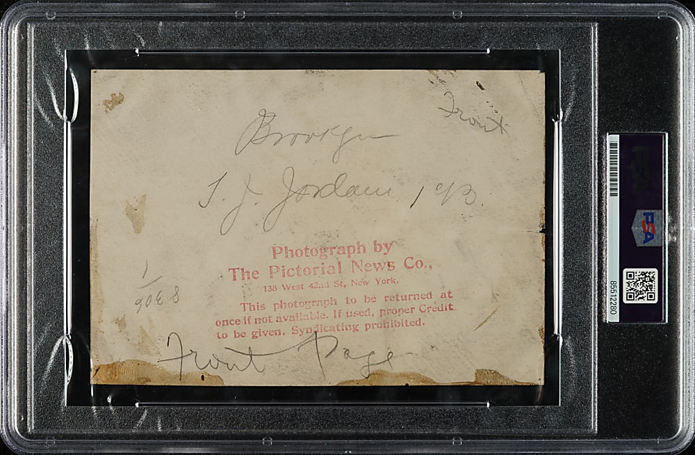 Circa 1907 Tim Jordan Original Pictorial News Photograph PSA/DNA Type I - Image Used for 1911 T3 Turkey Red Card