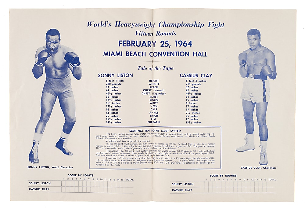 1964 Cassius Clay vs. Sonny Liston First Championship Fight Program