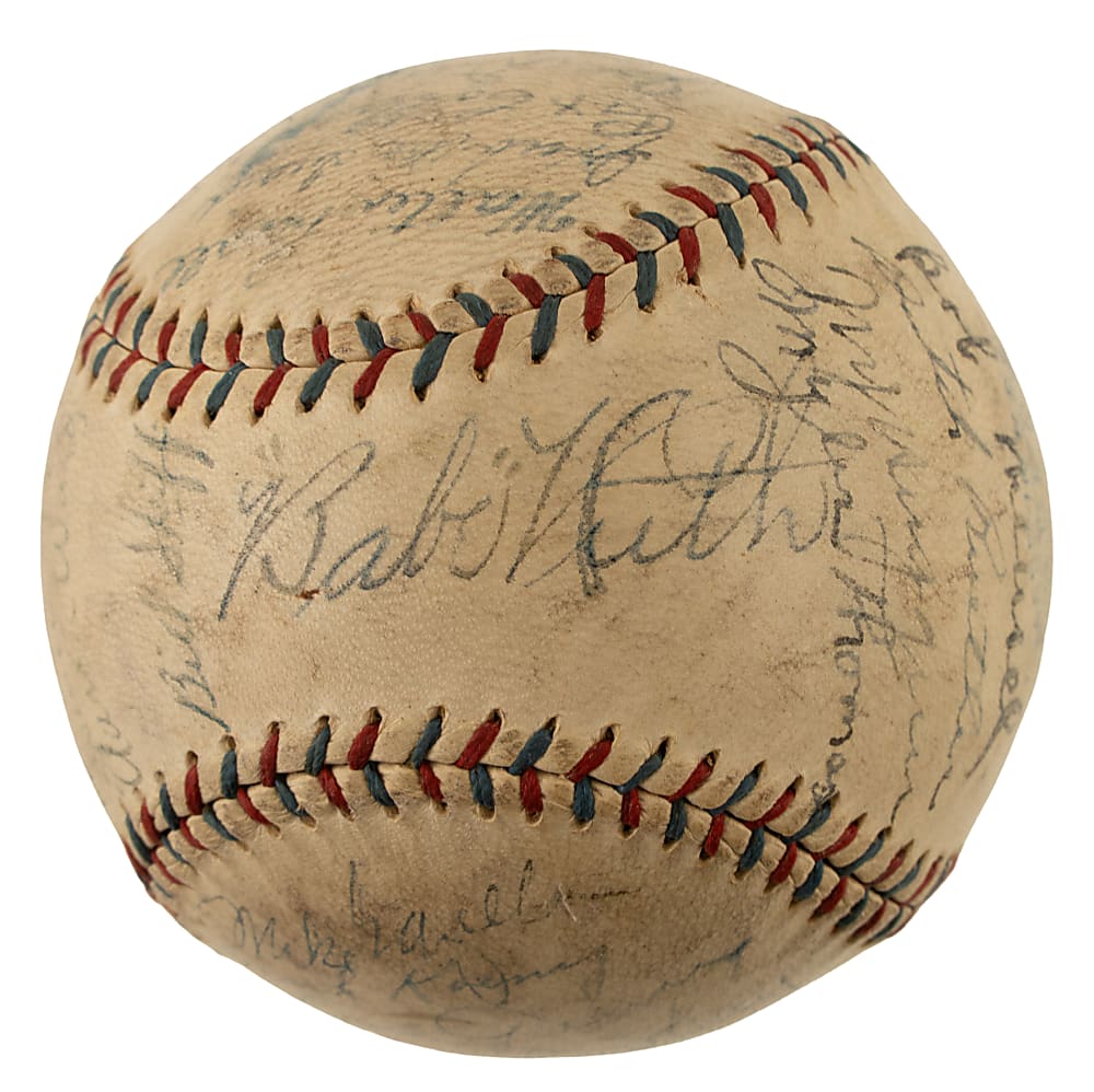 1926 New York Yankees American League Champions Team-Signed Baseball with Lou Gehrig and Miller Huggins - From the Urban Shocker Collection