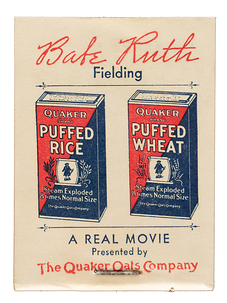 1934 Quaker Oats "Babe Ruth Hitting a Homer/Fielding" Flip Book