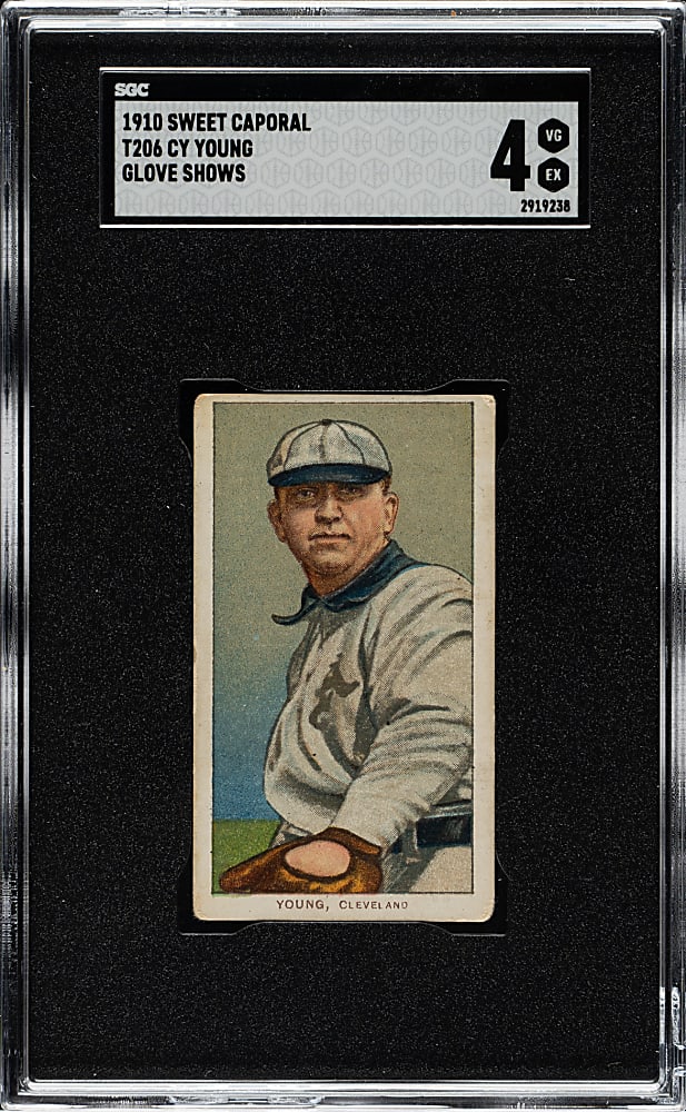 1909-1911 T206 White Border Cy Young Glove Shows SGC VG/EX 4