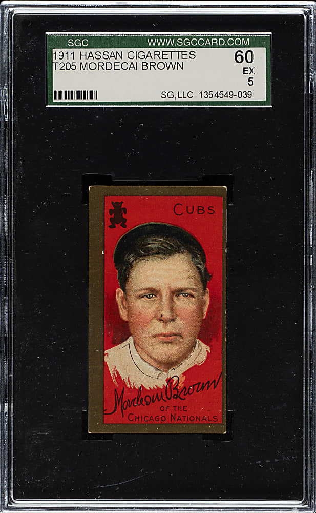 1911 T205 Gold Border Mordecai Brown SGC EX 60