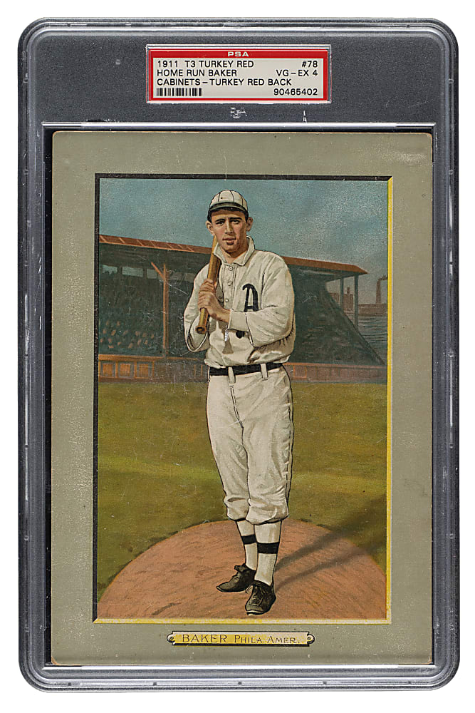 1911 T3 Turkey Red #78 Home Run Baker PSA VG-EX 4 - Advertising Back