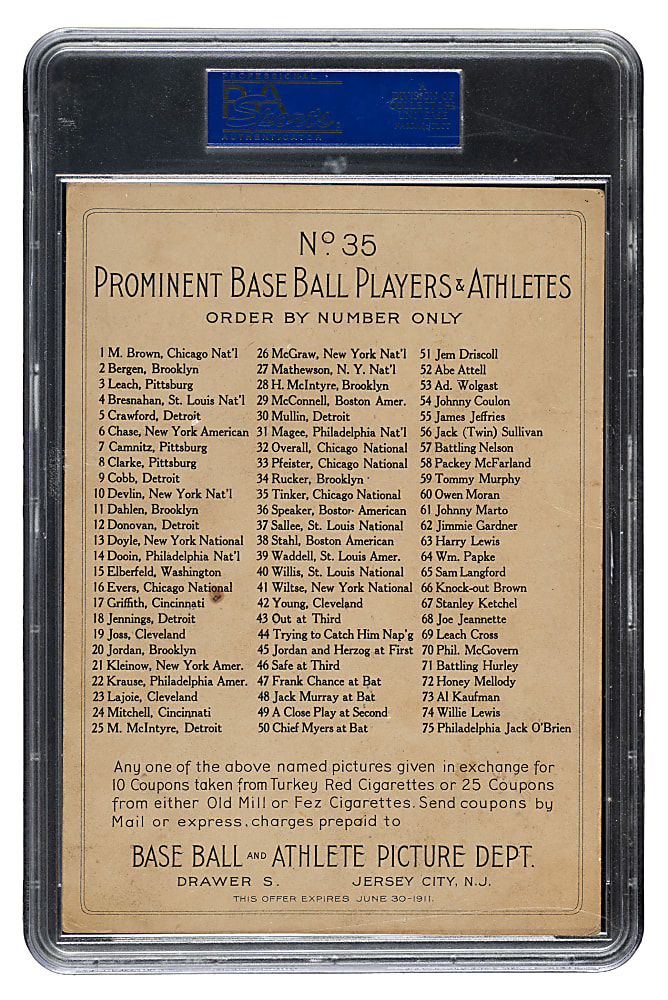 1911 T3 Turkey Red #35 Joe Tinker PSA VG 3