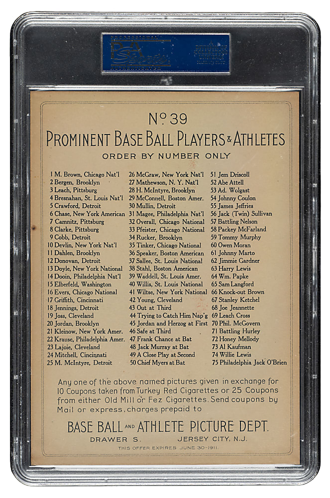 1911 T3 Turkey Red #39 Rube Waddell PSA EX 5