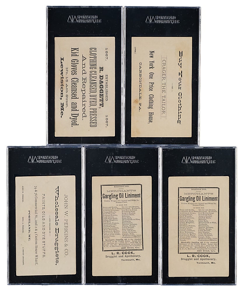 1880s H804-7 “Merchant’s Gargling Oil Series” Trade Card SGC-Graded Complete Set (5)