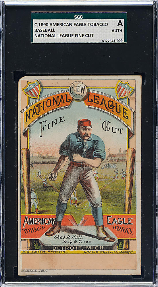 Circa 1890 American Eagle Tobacco "National League Fine Cut" Trade Card - SGC Authentic