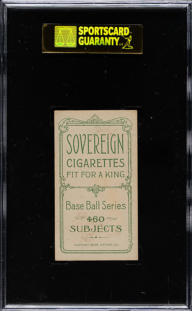 1909-1911 T206 White Border John McGraw Glove At Hip SGC EX/NM 80 - Sovereign 460 Back