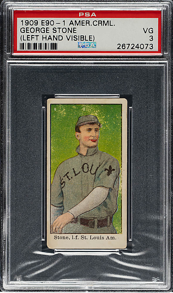 1909-1911 E90-1 American Caramel George Stone Left Hand Visible PSA VG 3
