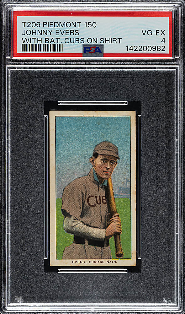 1909-1911 T206 White Border Johnny Evers with Bat, Cubs on Shirt PSA VG-EX 4