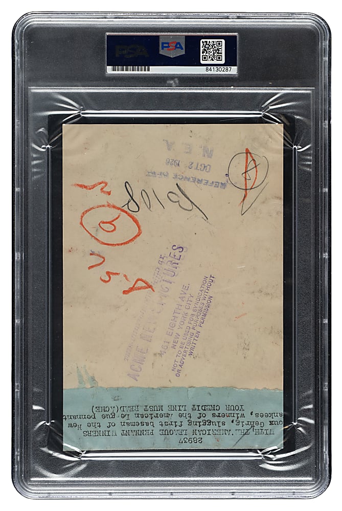 1926 Lou Gehrig Original ACME Newspictures Photograph PSA/DNA Type I
