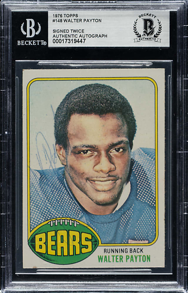 Twice-Signed 1976 Topps Football #148 Walter Payton Rookie - Beckett