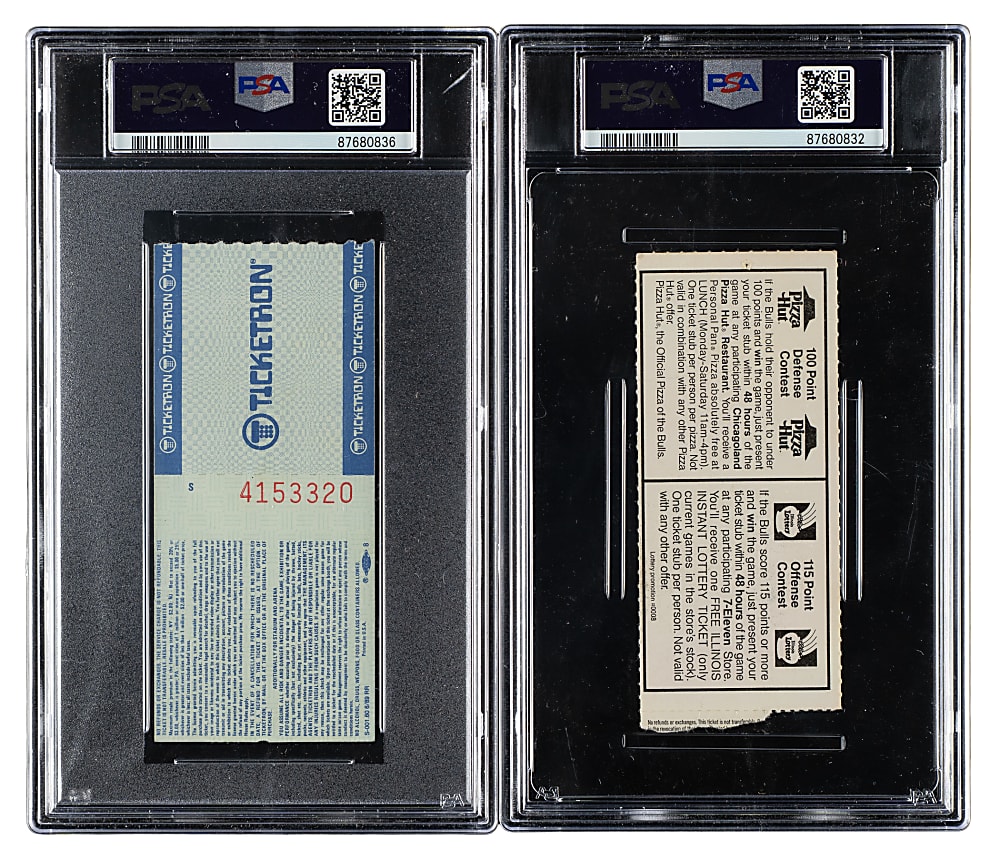 1990 Chicago Bulls Ticket Stub Pair - Michael Jordan Scores 34 and 42 Points
