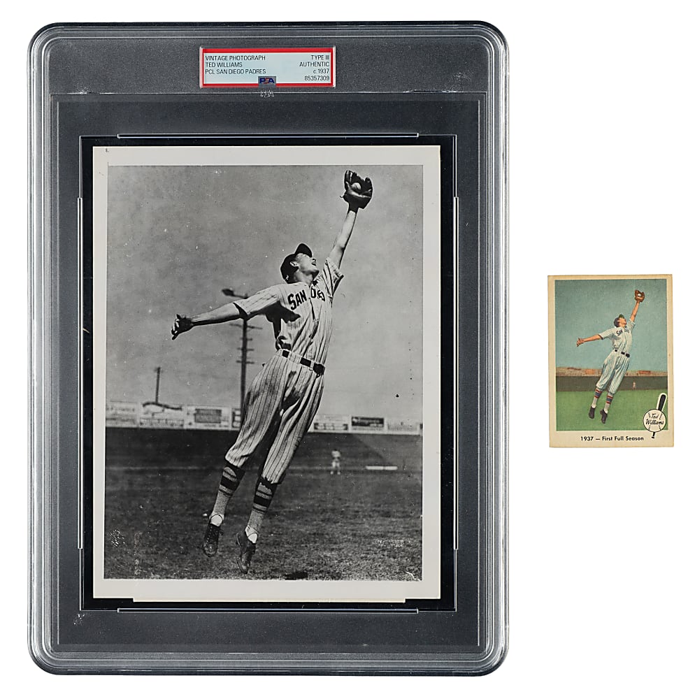 Circa 1937 Ted Williams PCL San Diego Padres Vintage Photograph PSA/DNA Type III - Image Used for 1959 Fleer Ted Williams Card!