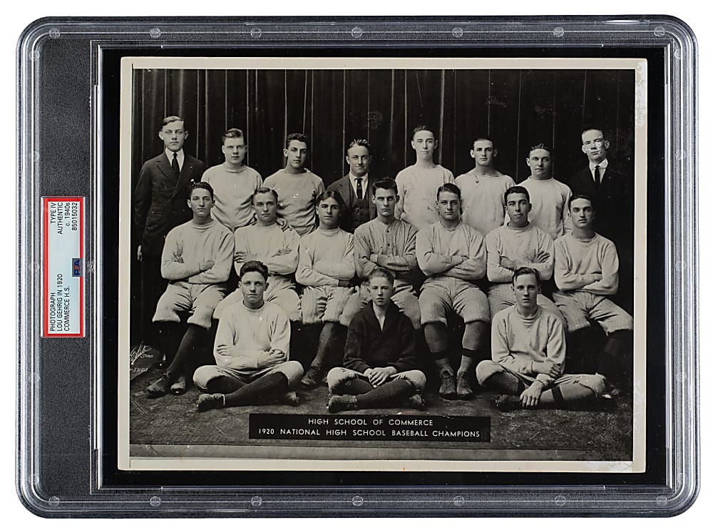 Circa 1940s Lou Gehrig in 1920 Commerce High School Vintage Photograph PSA/DNA Type IV