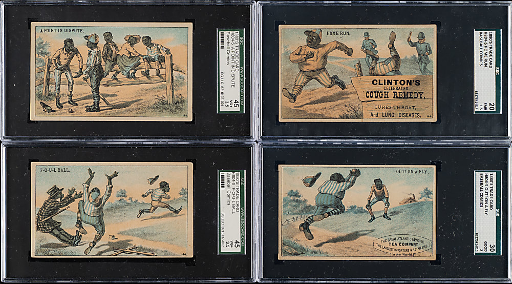 1880s H804-5 "Black Player Series" Comic Baseball Trade Card SGC-Graded Complete Set (4)