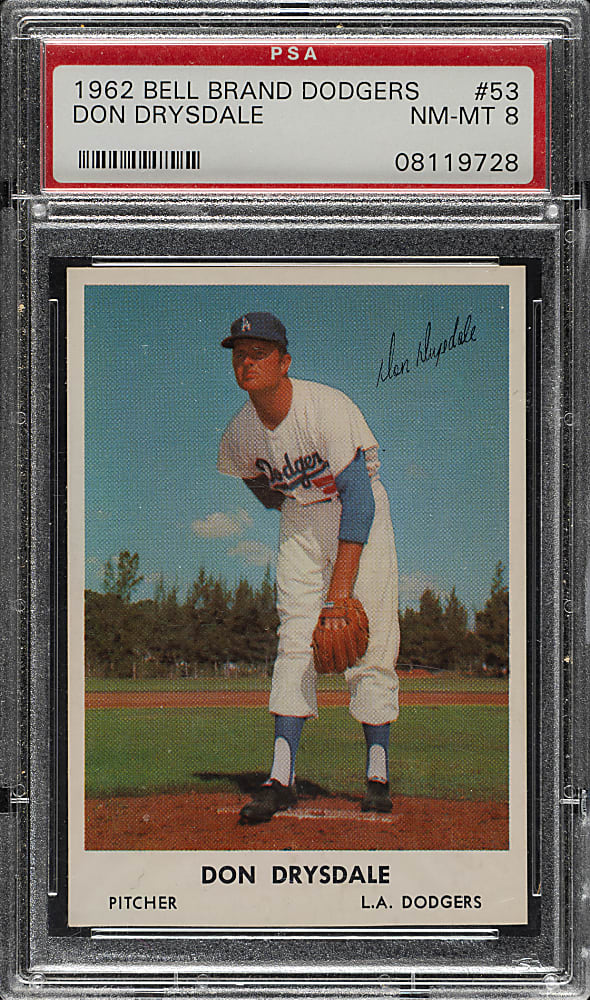 1962 Bell Brand Dodgers #53 Don Drysdale PSA NM-MT 8