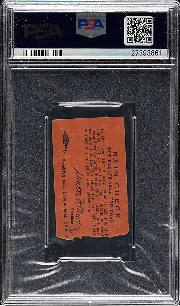 July 17, 1953 Brooklyn Dodgers (vs. St. Louis Cardinals) Ticket Stub - PSA - Jackie Robinson Career Home Runs #98 and #99
