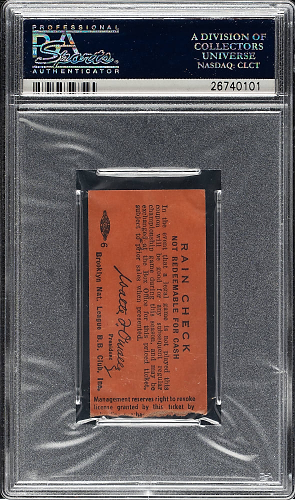 August 25, 1953 Brooklyn Dodgers (vs. Chicago Cubs) Ticket Stub - PSA - Jackie Robinson Two Home Runs - Career Home Runs #102 & 103
