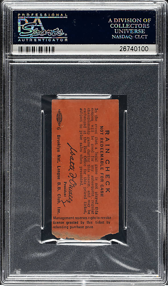May 9, 1953 Brooklyn Dodgers (vs. Philadelphia Phillies) Ticket Stub - PSA - Roy Campanella First Career Walk-Off Home Run