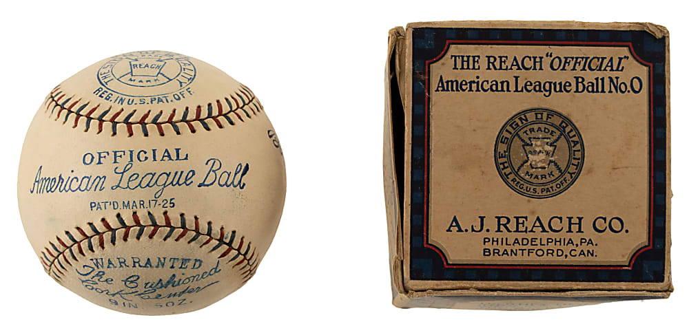 1927 Reach Official American League Baseball (Ban Johnson) with Original Box - From the Urban Shocker Collection