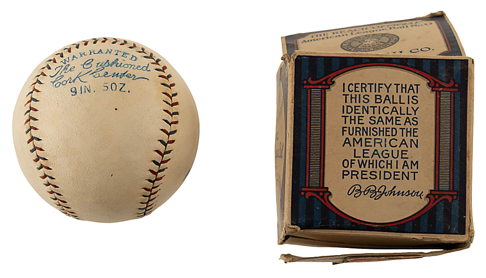 1927 Reach Official American League Baseball (Ban Johnson) with Original Box - From the Urban Shocker Collection
