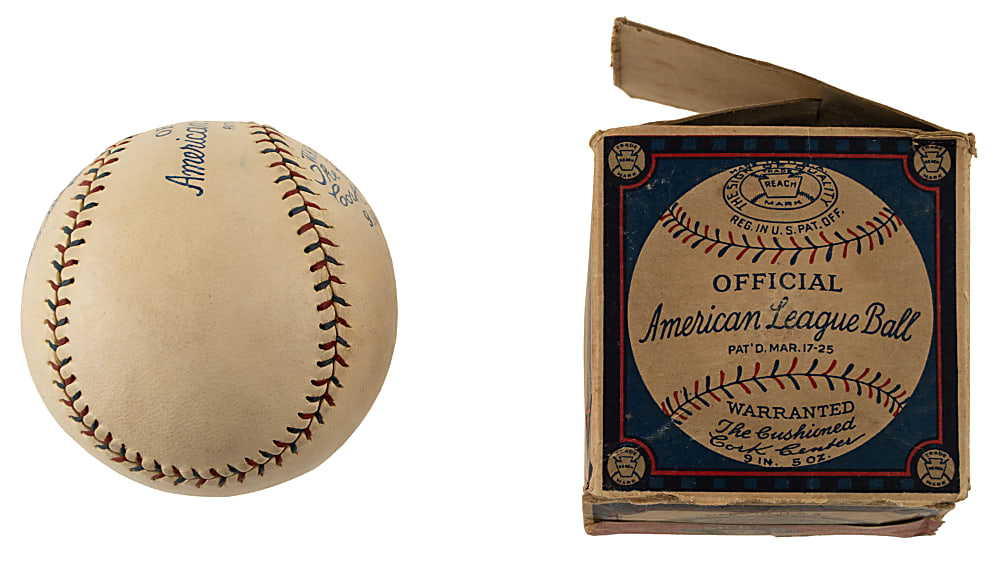 1927 Reach Official American League Baseball (Ban Johnson) with Original Box - From the Urban Shocker Collection