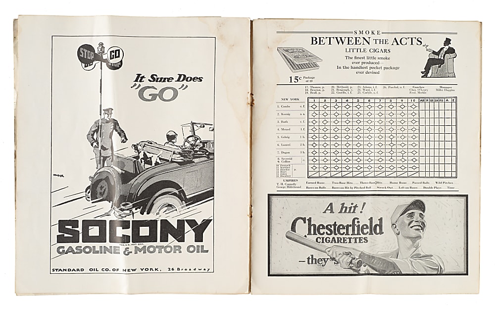 1926 New York Yankees (vs. St. Louis Cardinals) World Series Program - From the Urban Shocker Collection