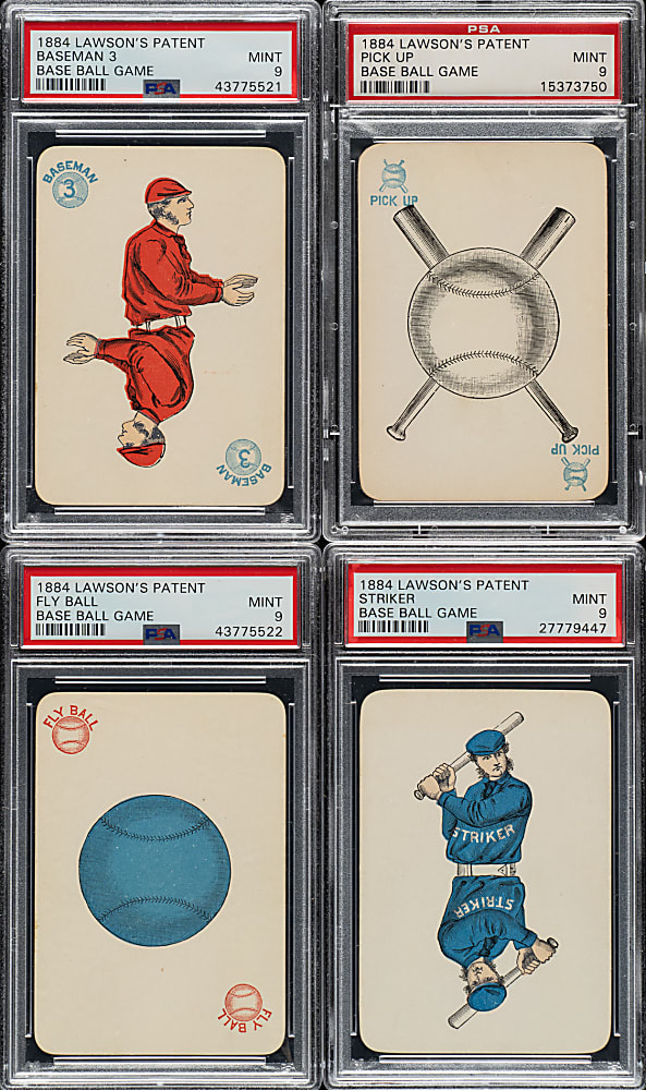 1884 Lawson's Base Ball Game Playing Card Complete Set (36) Including 37 PSA-Graded Cards Plus Original Box and 28 Duplicates