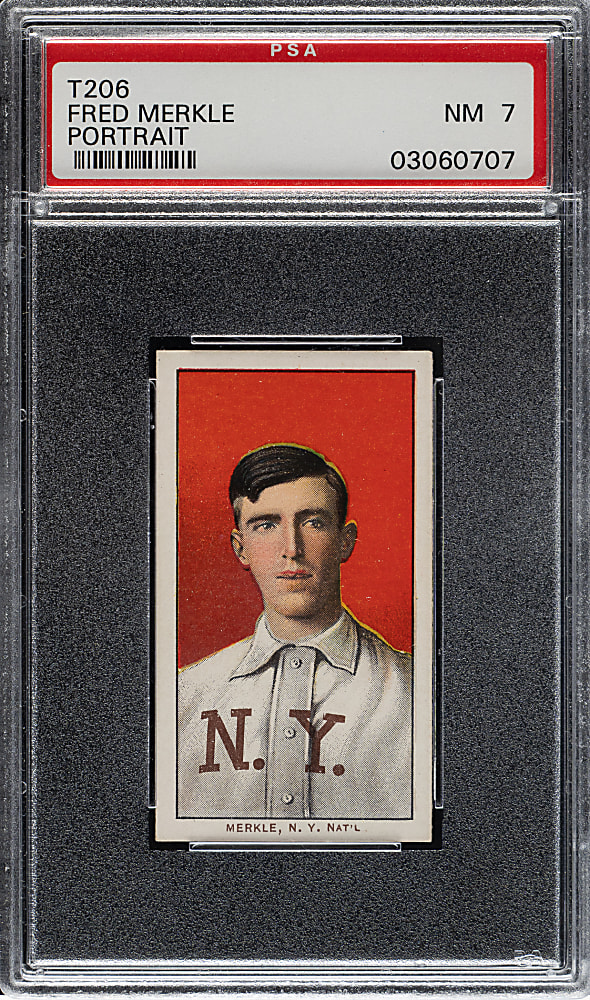 1909-1911 T206 White Border Fred Merkle Portrait PSA NM 7