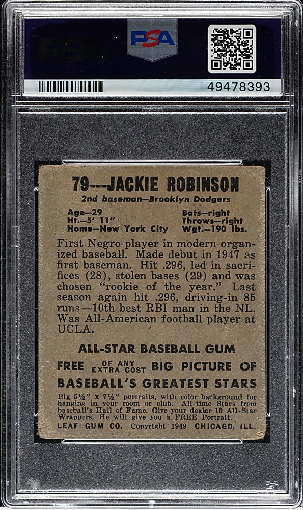 1948-1949 Leaf #79 Jackie Robinson Rookie PSA GOOD 2