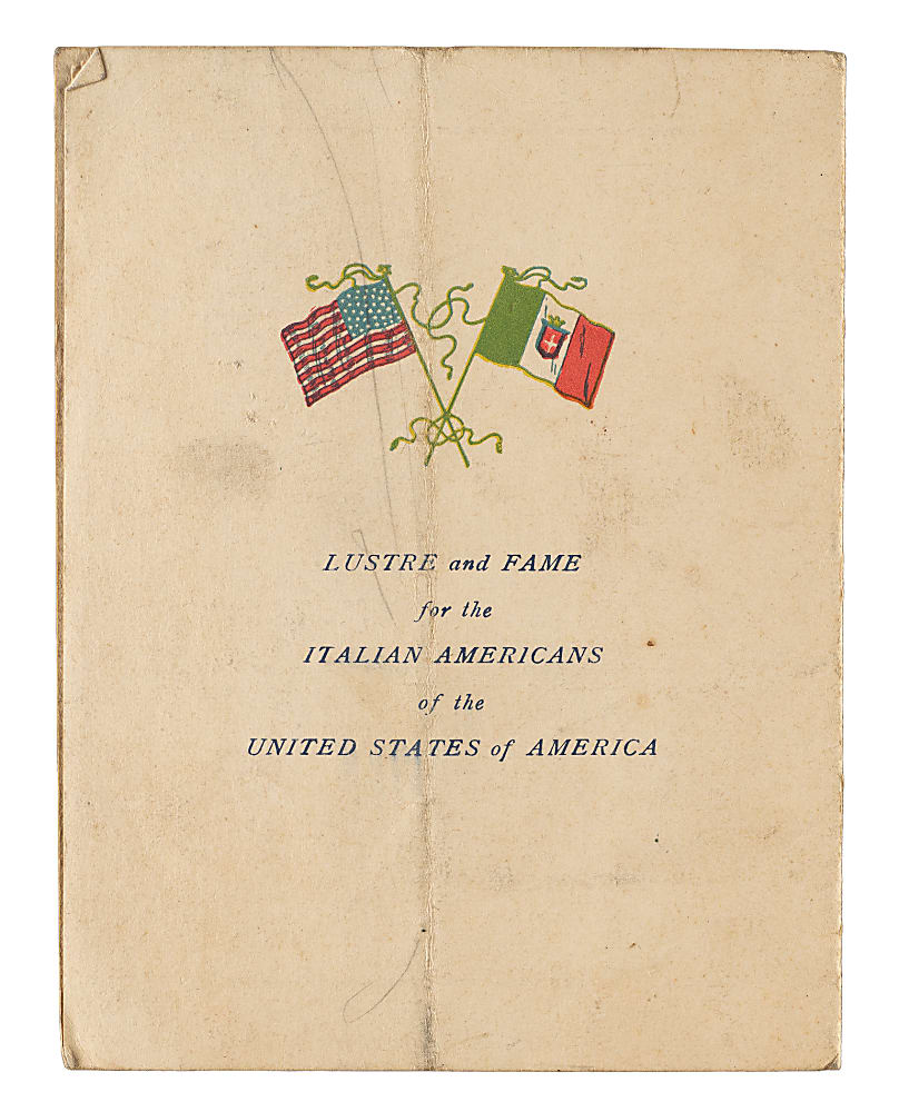 June 21, 1927 Tony Lazzeri Reception and Dinner Program - Babe Ruth as Speaker - From the Urban Shocker Collection