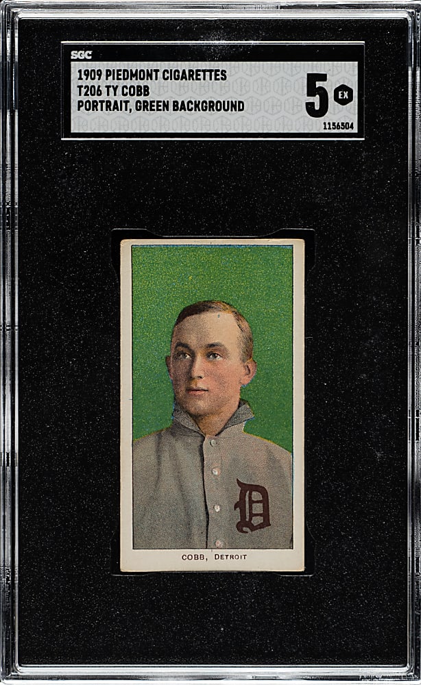 1909-1911 T206 White Border Ty Cobb Portrait Green Background SGC EX 5