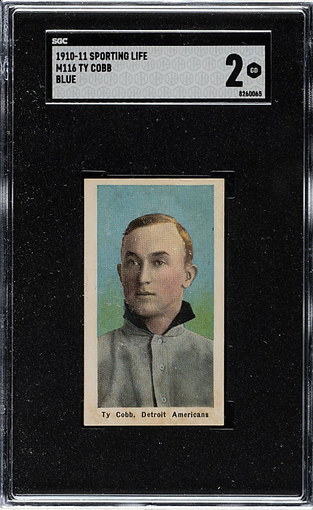 1910-1911 M116 Sporting Life Ty Cobb Blue Background SGC GOOD 2