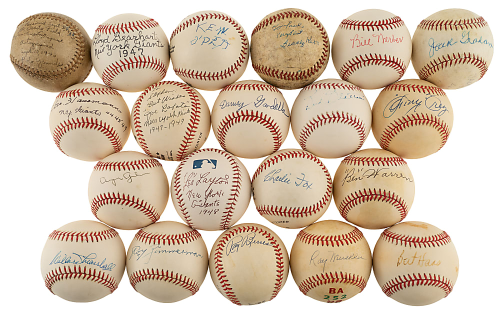 1940s New York Giants Infielders and Outfielders Single-Signed Baseball Collection (26)
