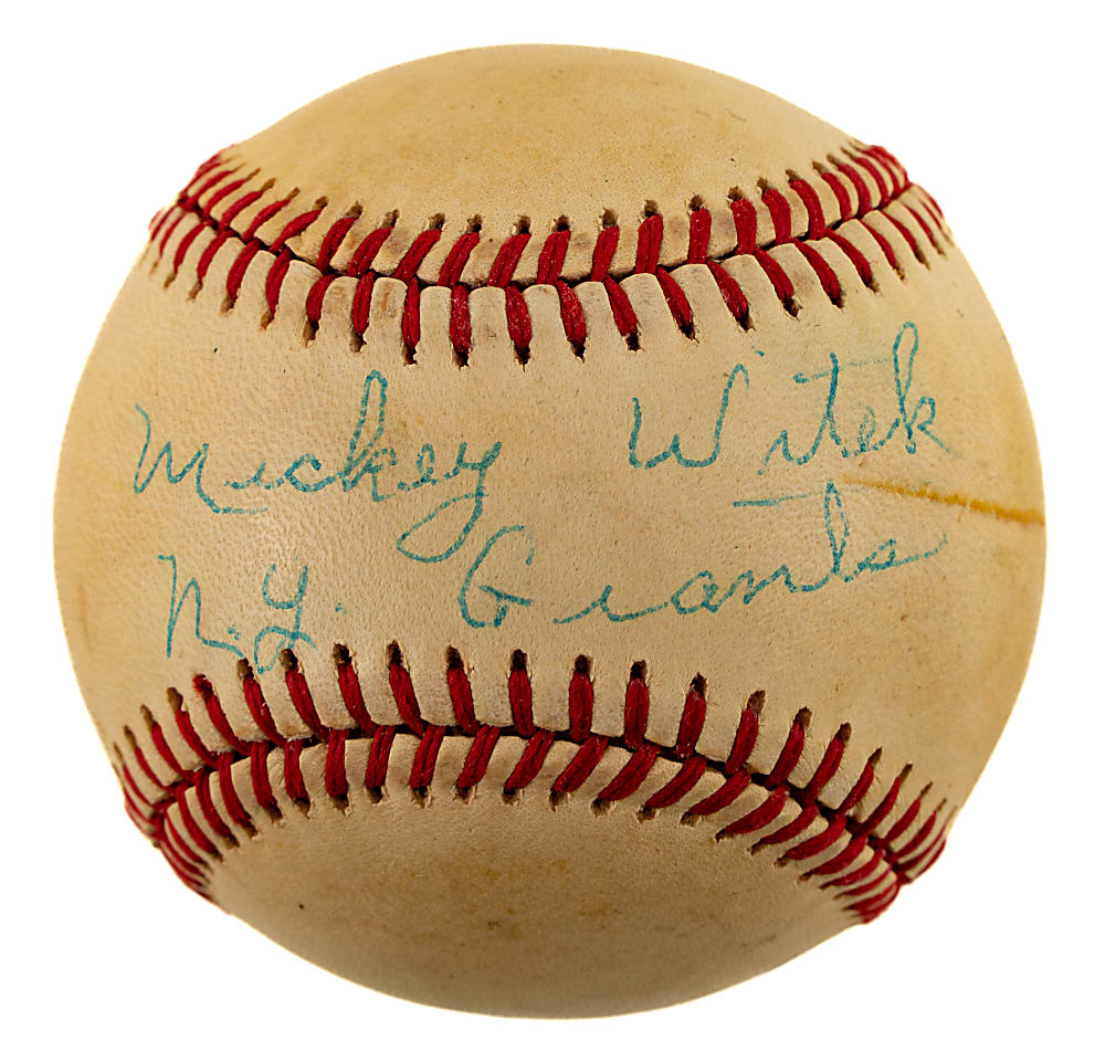 Mickey Witek Single-Signed Baseball with "N.Y. Giants" Inscription - PSA/DNA