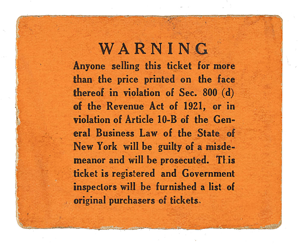 1922 New York Yankees (vs. New York Giants) World Series Game 4 Ticket Stub