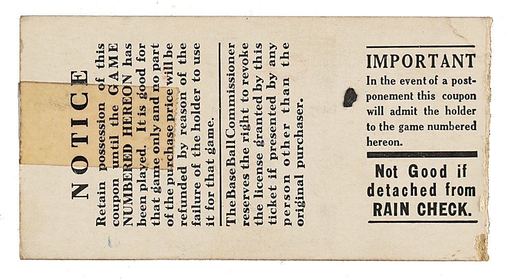 1923 New York Yankees (vs. New York Giants) World Series Game 3 Ticket Stub