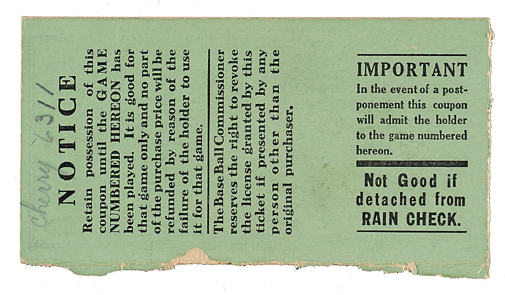 1924 New York Giants (vs. Washington Senators) World Series Game 5 Ticket Stub